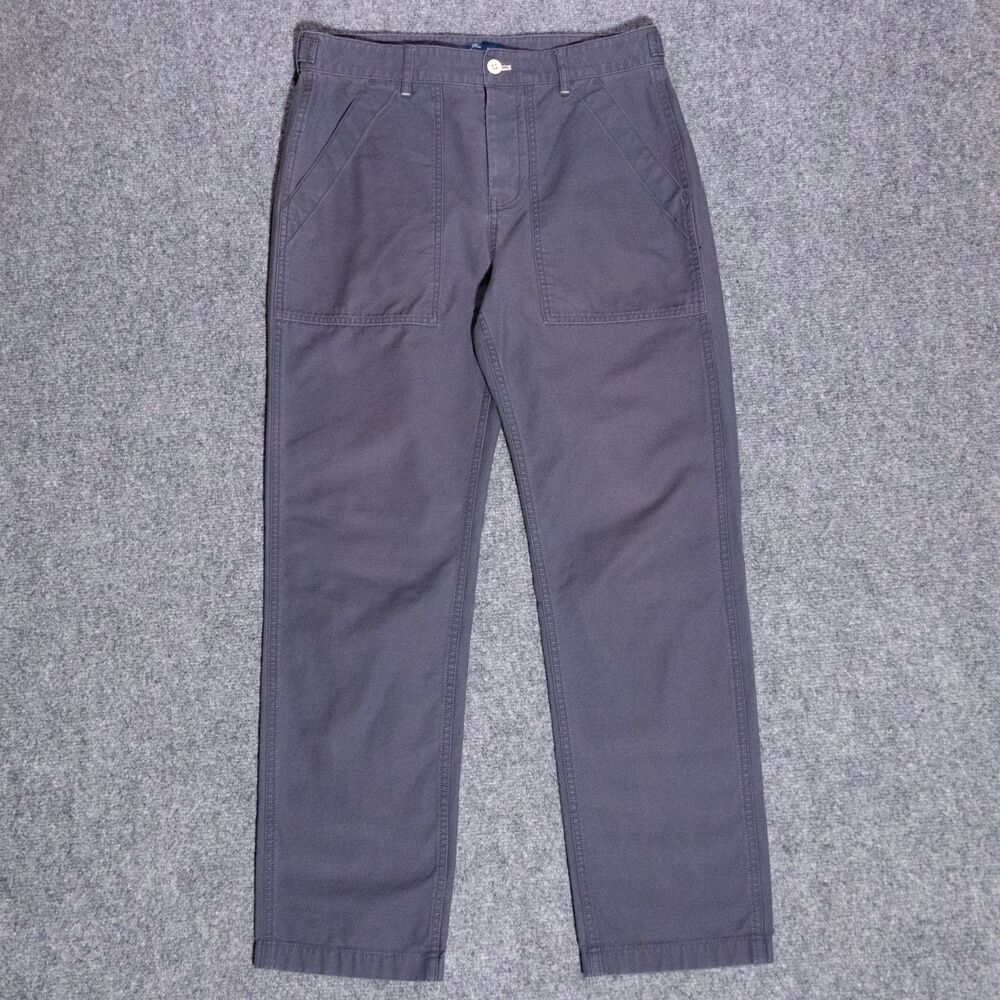 J Crew Camp Pants Men's 30x29 Blue Field Utility Military Canvas Fatigue Chore